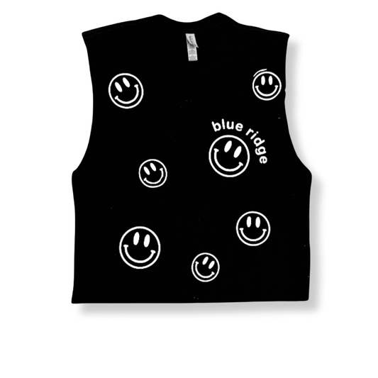 Blue Ridge Smiles Black Cut Tank - Adult Small