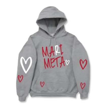 Multi Hearts Gray Camp Hoodie