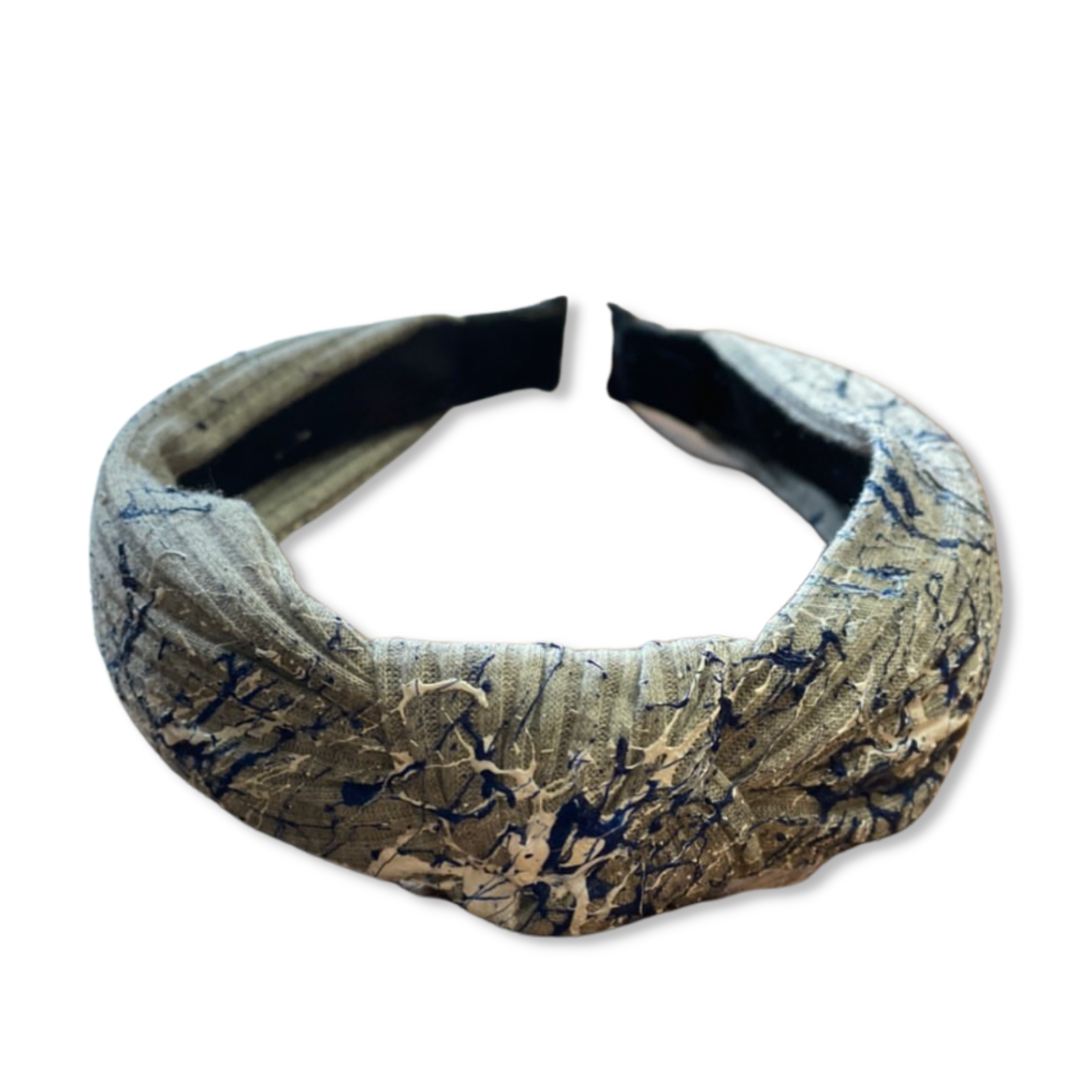 Gray Splatter Paint Knot Headbands with Camp Name