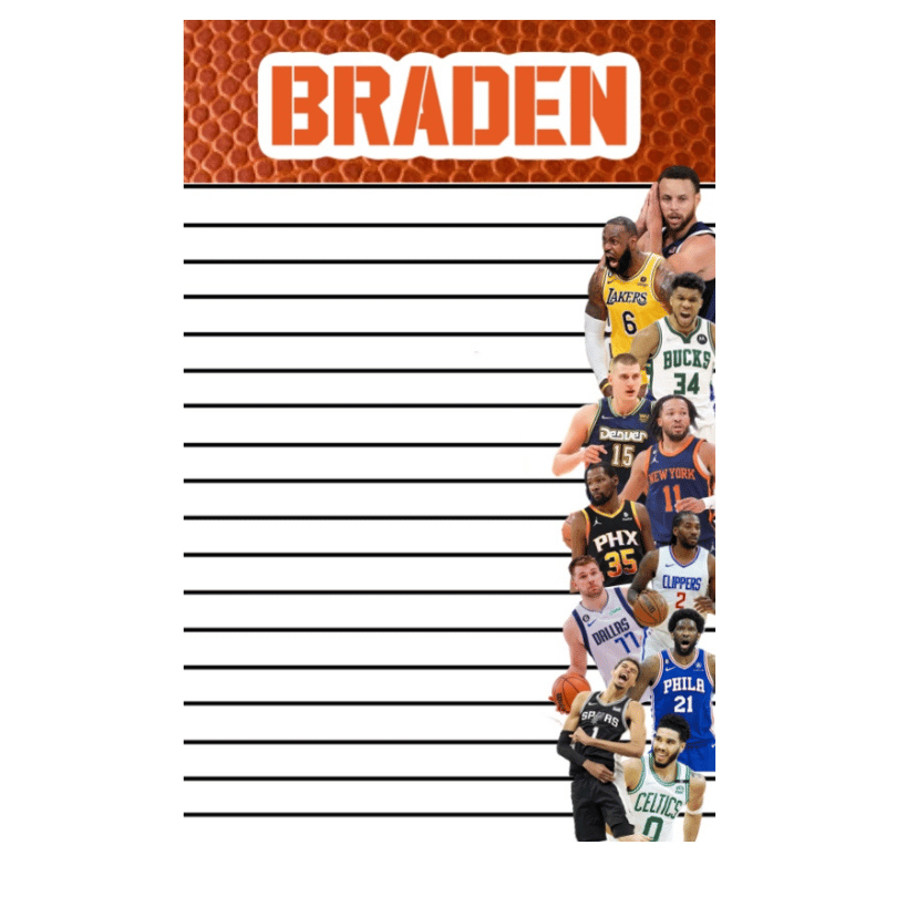 Boys Personalized Notepad Create - Basketball Players