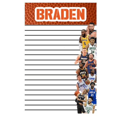 Boys Personalized Notepad Create - Basketball Players