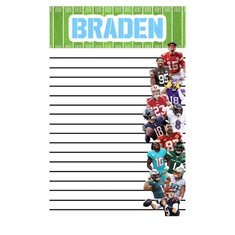 Boys Personalized  Notepad Create - Football Players