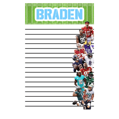 Boys Personalized  Notepad Create - Football Players