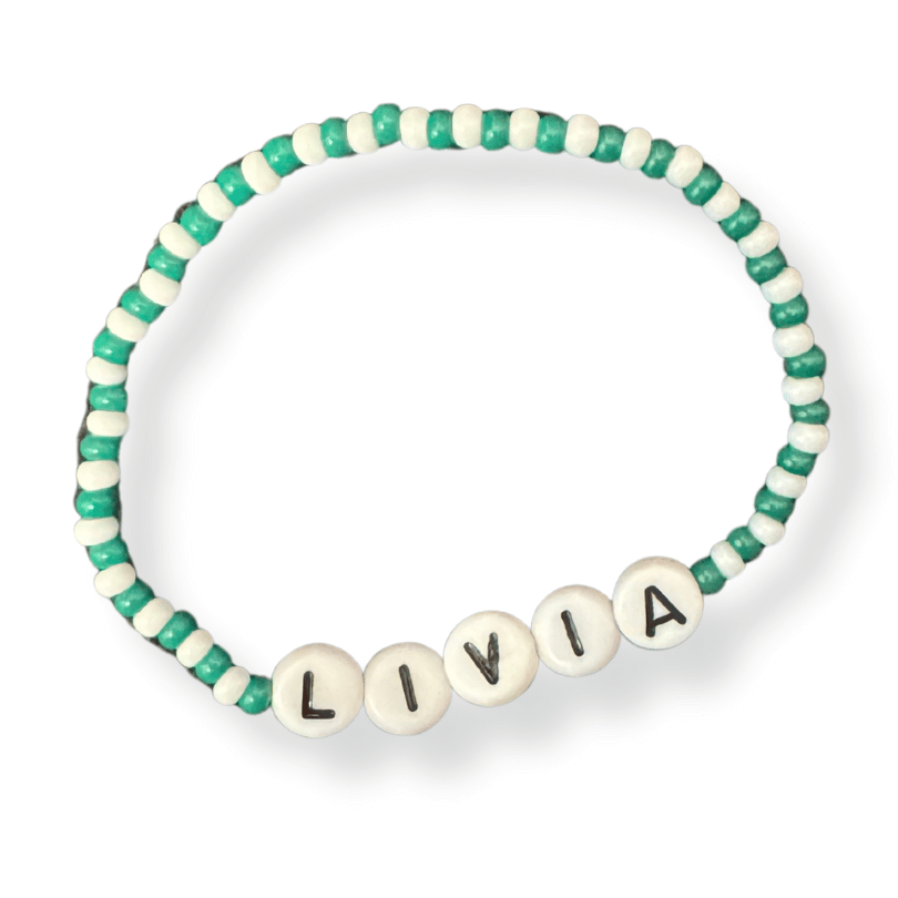 Livia Green &amp; White Bead Bracelet