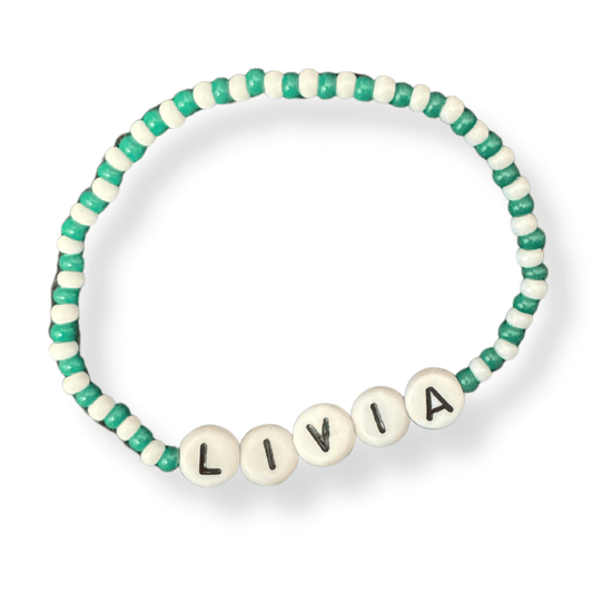 Livia Green &amp; White Bead Bracelet