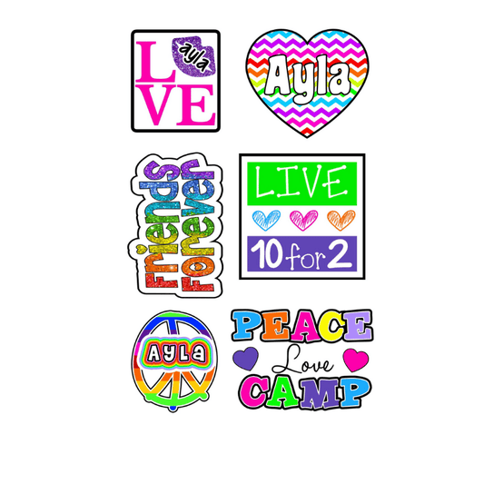Personalized Cling It Sheet CI-102 Peace Love Camp