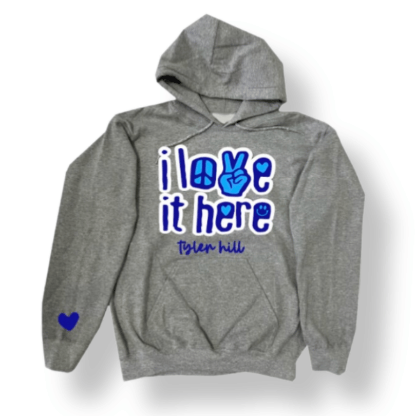 I Love It Here Gray Camp Hoodie