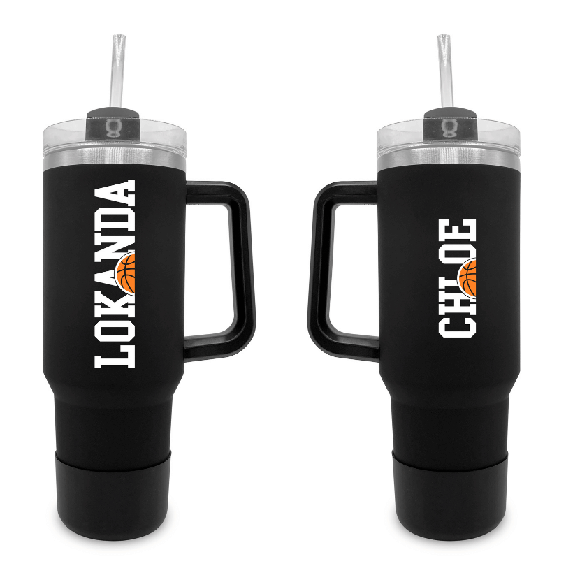 Half Sports Ball - 40 0z Tumbler with Handle