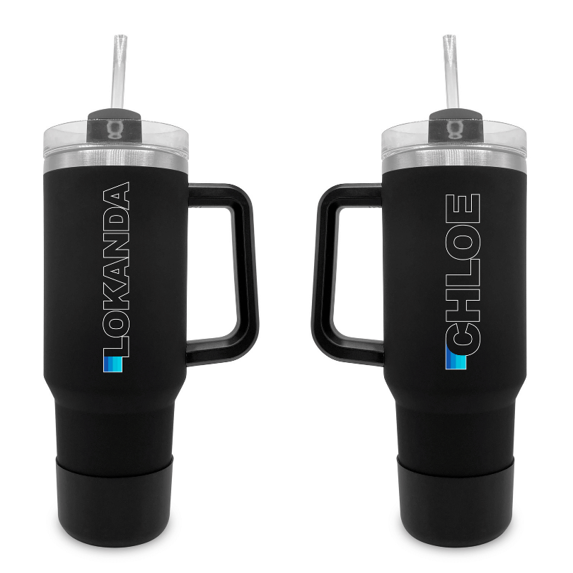 Ombre Stripes (Teal/Blue)- 40 0z Tumbler with Handle