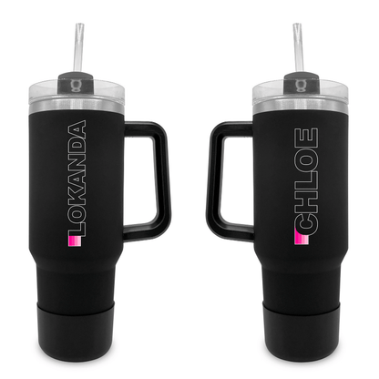 Ombre Stripes (Pink) - 40 0z Tumbler with Handle