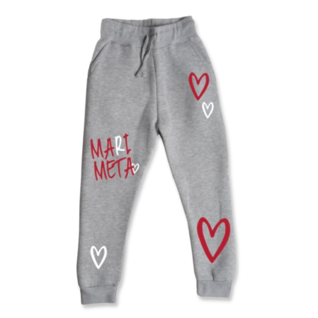 Multi Hearts Gray Camp Sweatpants