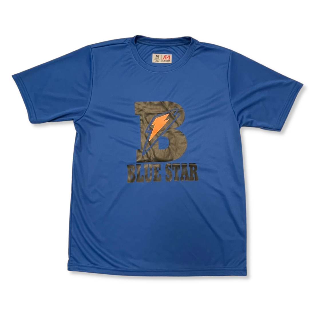 Camp Blue Star Bolt Initial Blue Shirt - Youth Medium