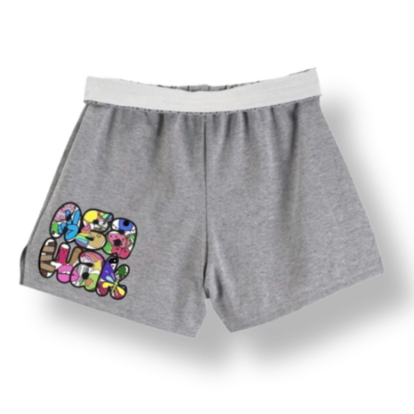Bubble Letter Collage Camp Shorts