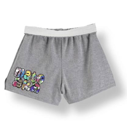 Bubble Letter Collage Camp Shorts