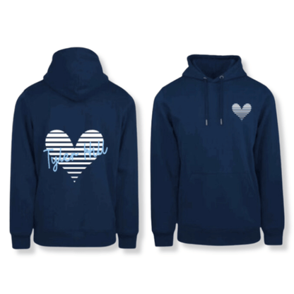 Striped Heart Camp Hoodie (Front &amp; Back) Mother Hustler