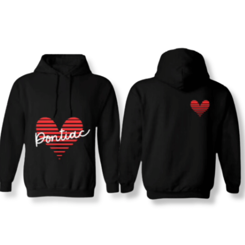 Striped Heart Camp Hoodie (Front &amp; Back) Mother Hustler