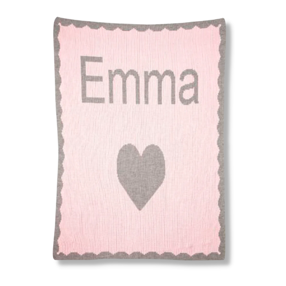 SINGLE HEART &amp; SCALLOPED EDGE BLANKET