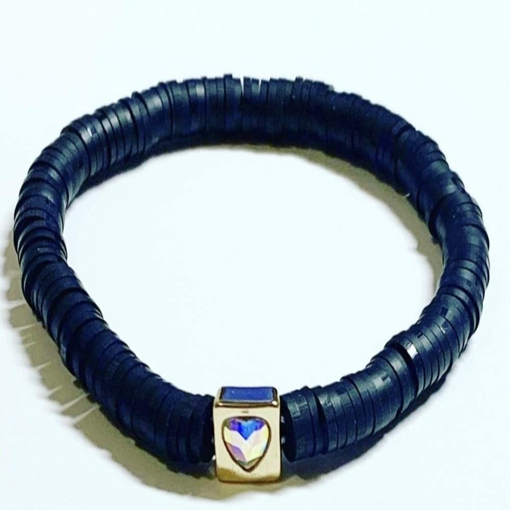 6mm Rubber Disc Bracelet with Gold Tile Detail-1