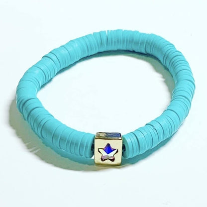 6mm Rubber Disc Bracelet with Gold Tile Detail-2