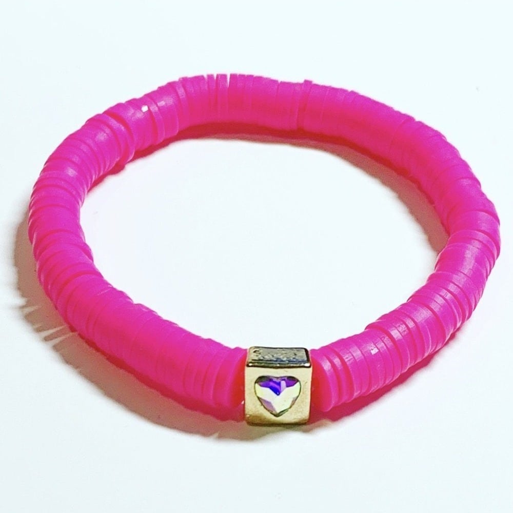 6mm Rubber Disc Bracelet with Gold Tile Detail-3