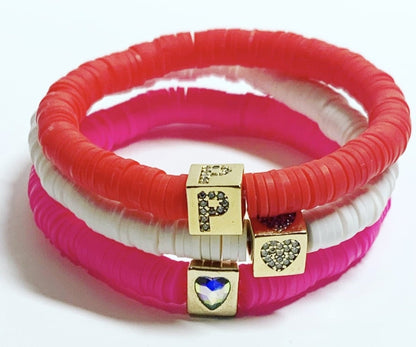 6mm Rubber Disc with Rhinestone Letter Square-3