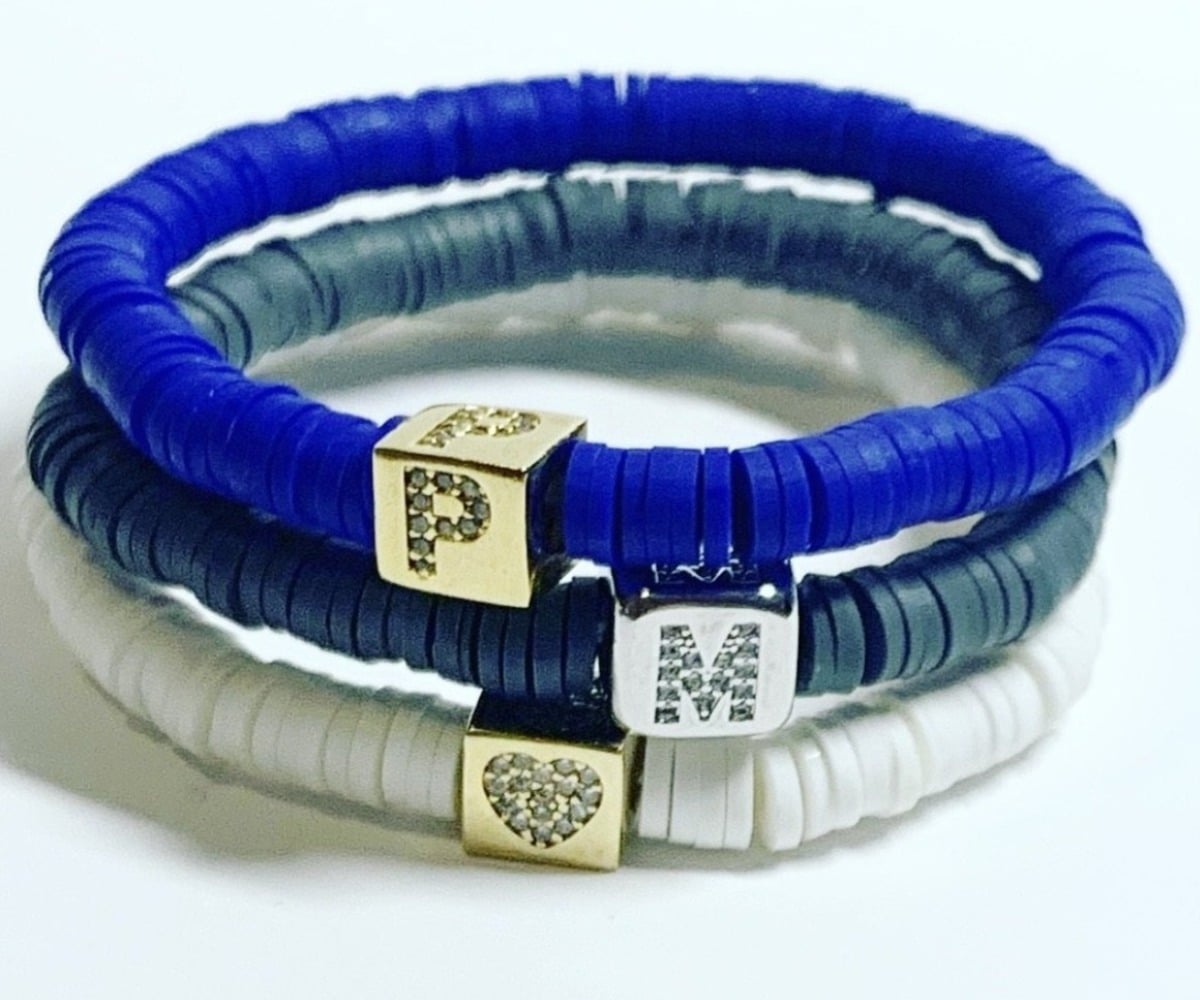 6mm Rubber Disc with Rhinestone Letter Square