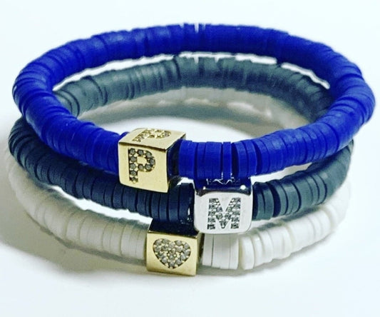 6mm Rubber Disc with Rhinestone Letter Square