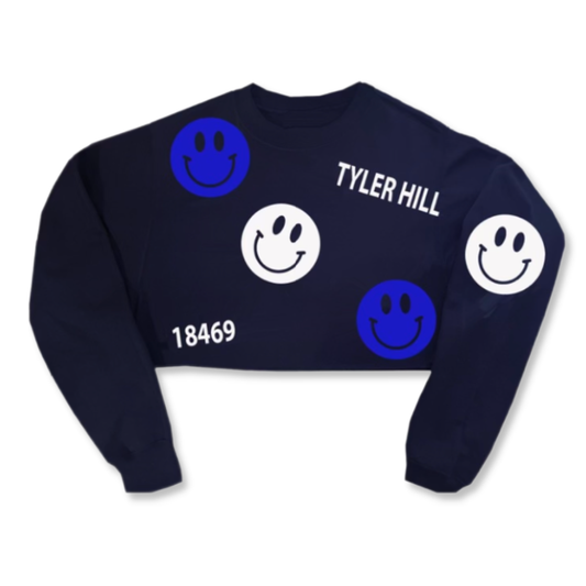 Camp Smiley Puffed Crop Crewneck