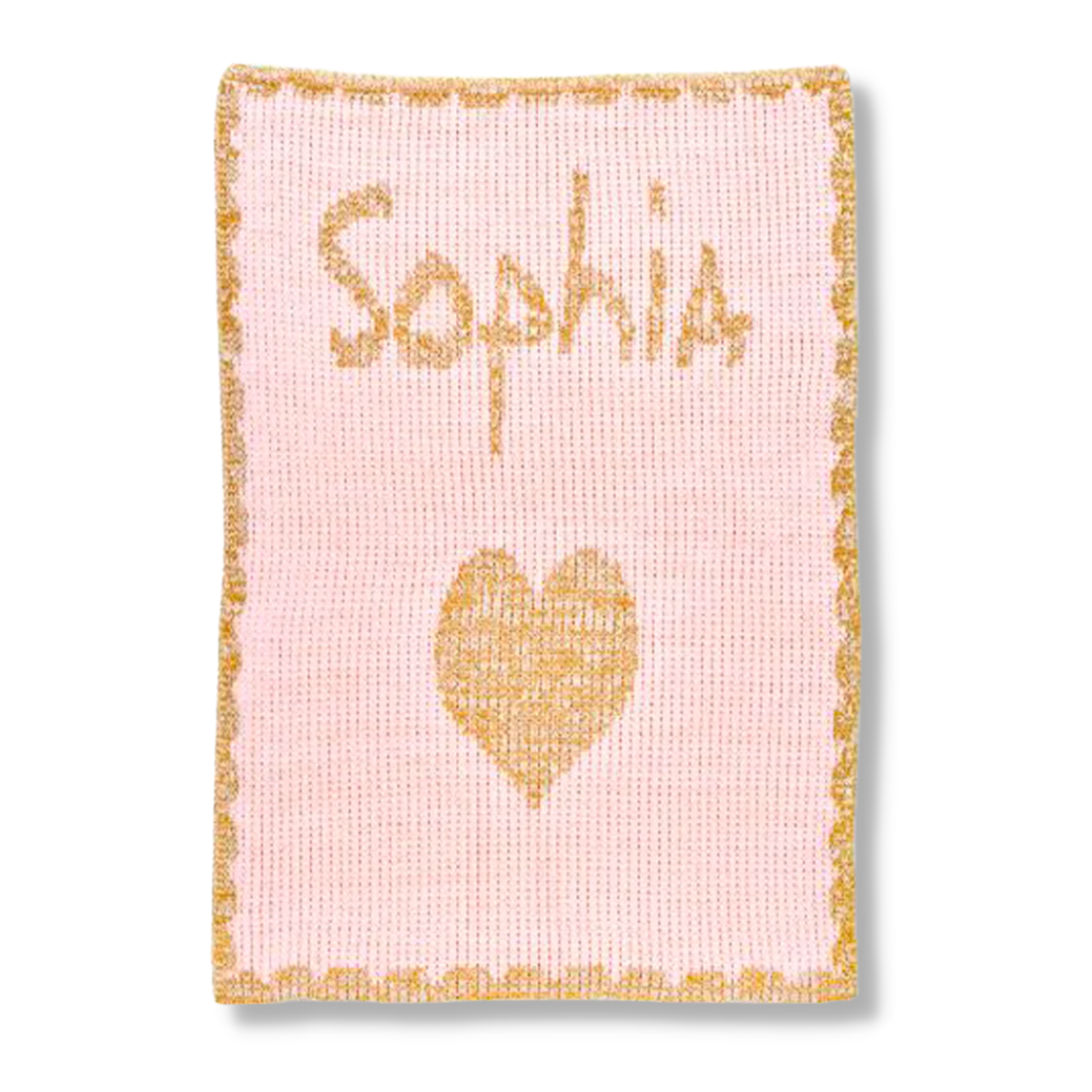 METALLIC SINGLE HEART &amp; SCALLOPED EDGE STROLLER BLANKET