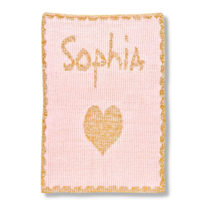 METALLIC SINGLE HEART &amp; SCALLOPED EDGE STROLLER BLANKET
