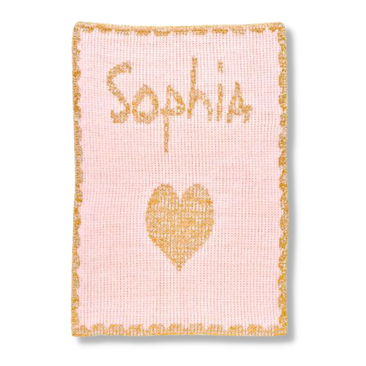 METALLIC SINGLE HEART &amp; SCALLOPED EDGE STROLLER BLANKET