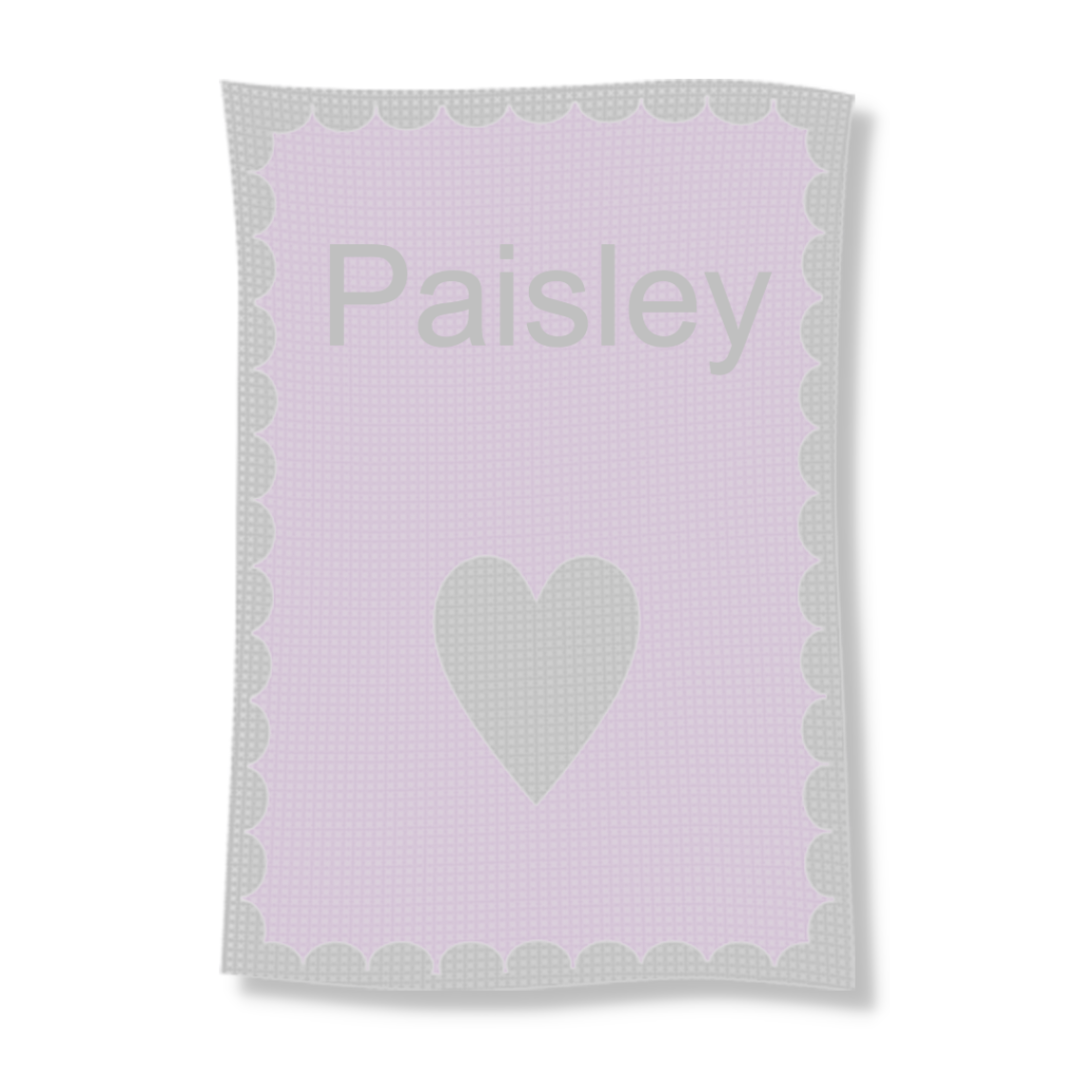 METALLIC SINGLE HEART &amp; SCALLOPED EDGE STROLLER BLANKET