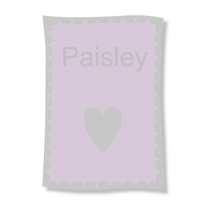 METALLIC SINGLE HEART &amp; SCALLOPED EDGE STROLLER BLANKET