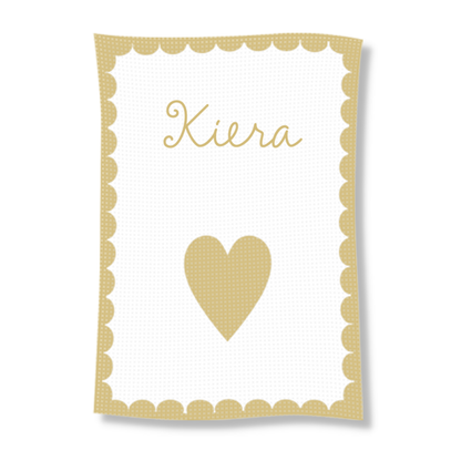 METALLIC SINGLE HEART &amp; SCALLOPED EDGE STROLLER BLANKET