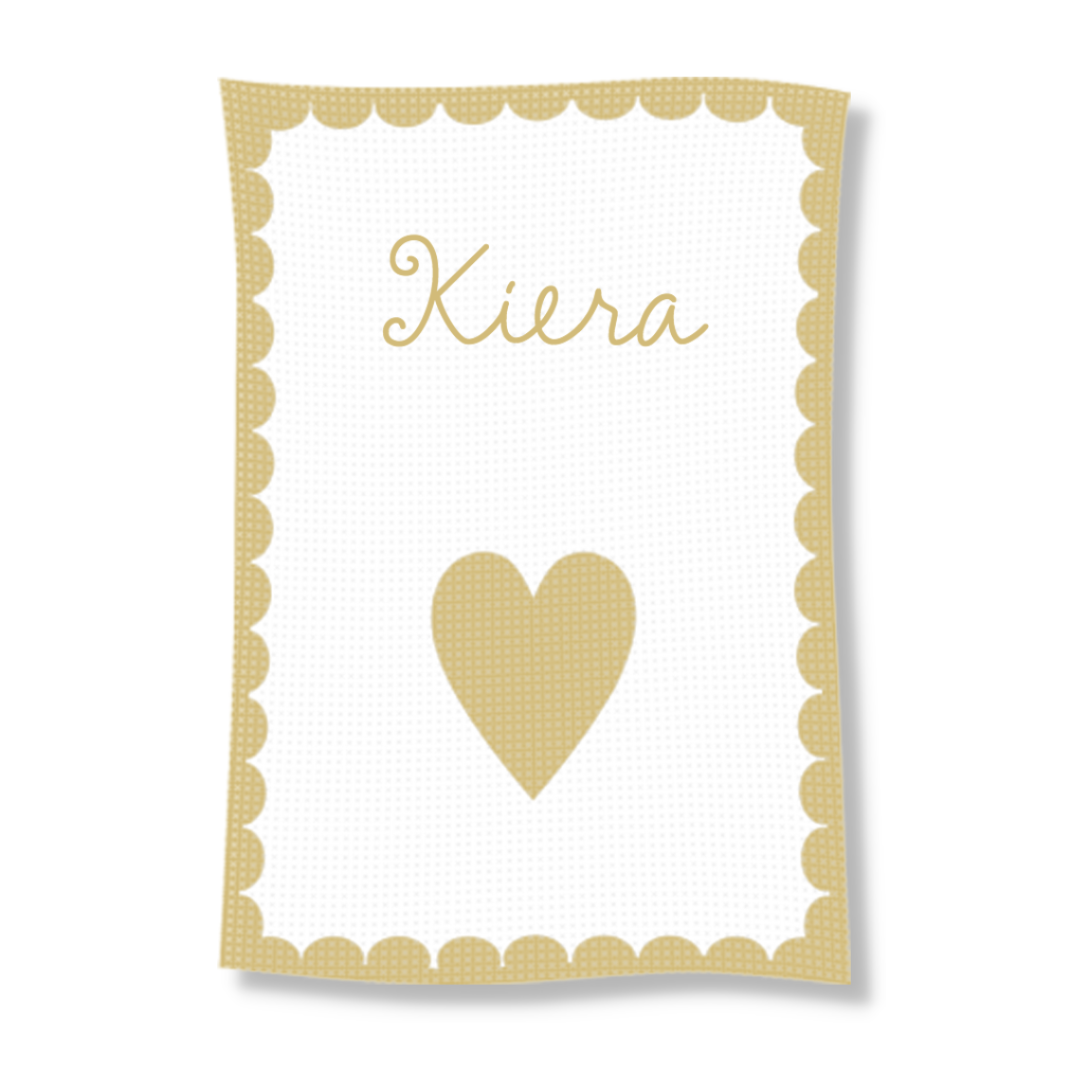 METALLIC SINGLE HEART &amp; SCALLOPED EDGE STROLLER BLANKET