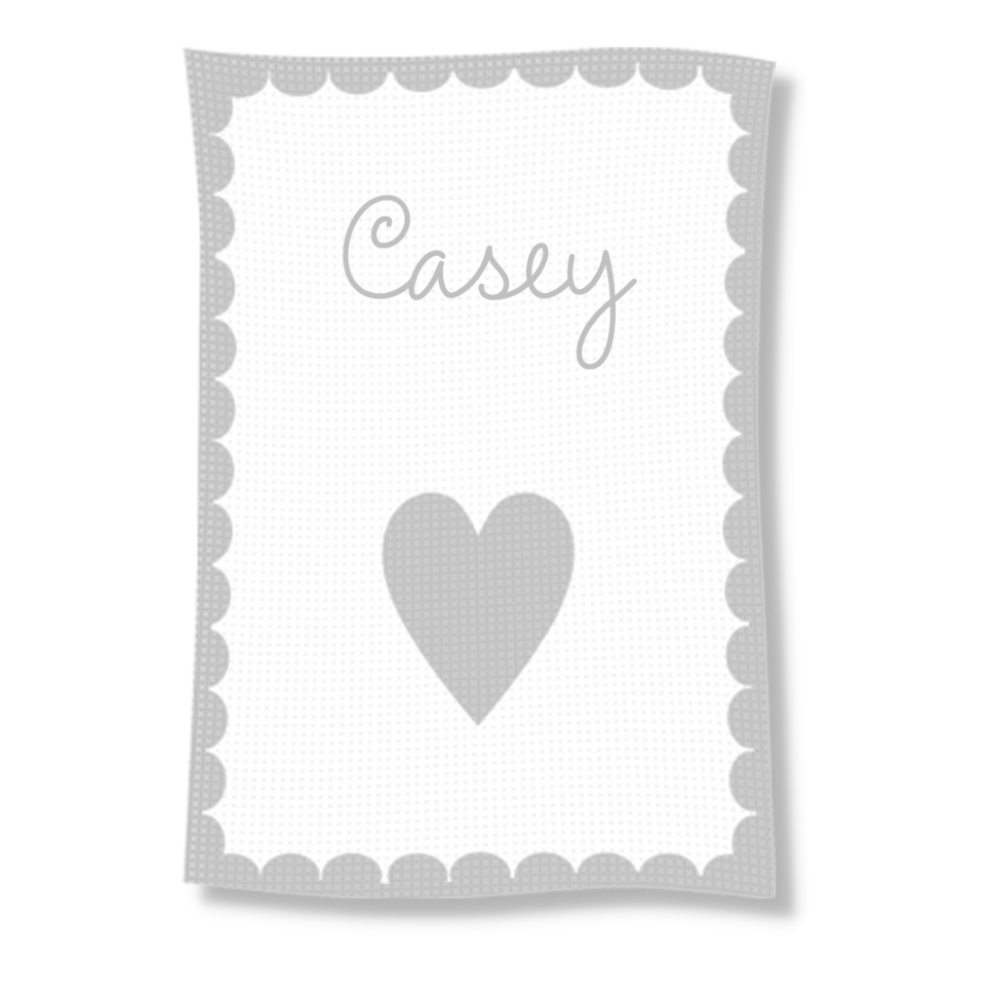 METALLIC SINGLE HEART &amp; SCALLOPED EDGE STROLLER BLANKET