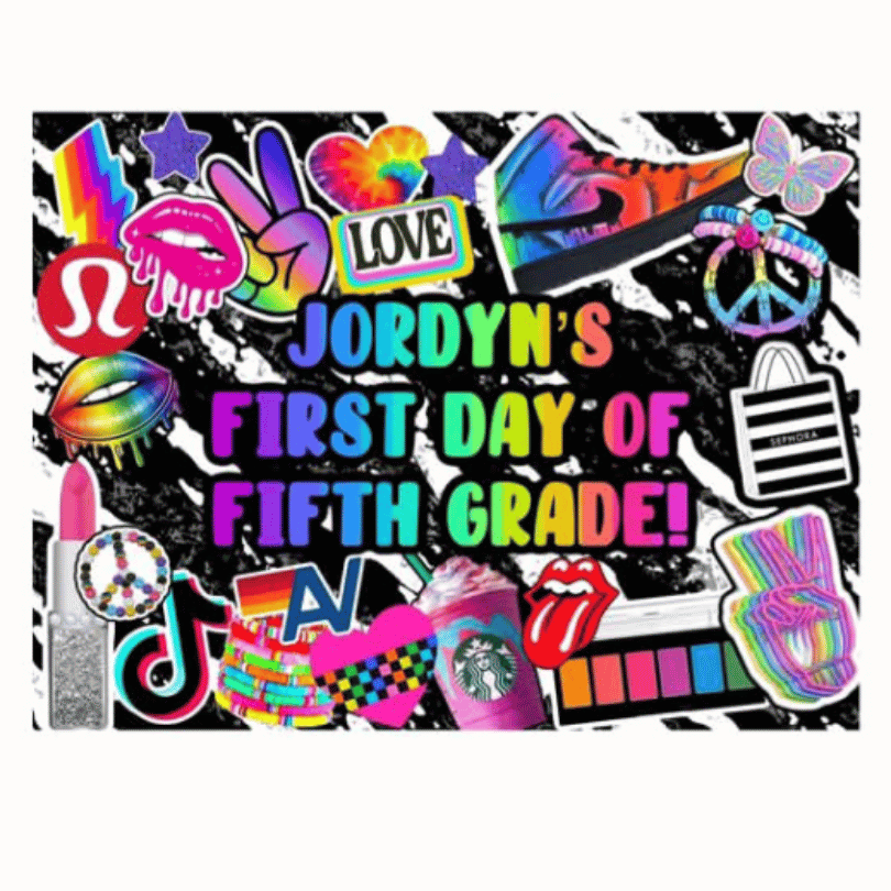 First &amp; Last  Day of School Posters Girls (Pre-designed Create)