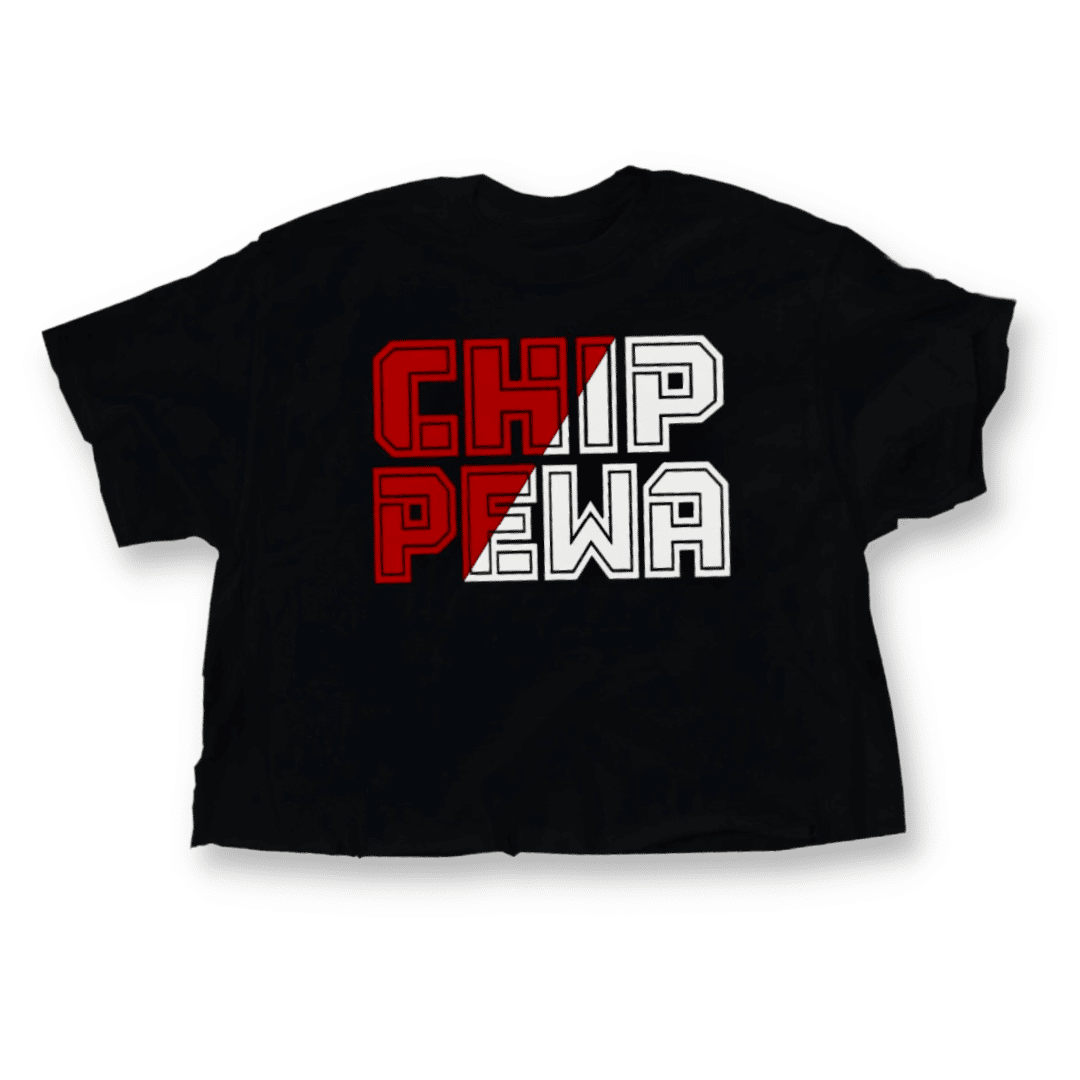 Split Font Caps Cropped Camp Shirt