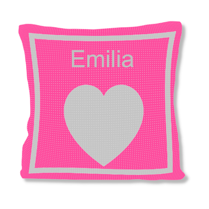 METALLIC SINGLE HEART &amp; NAME PILLOW
