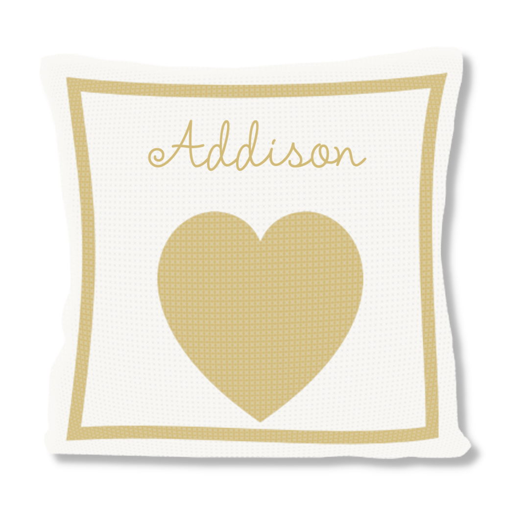 METALLIC SINGLE HEART &amp; NAME PILLOW