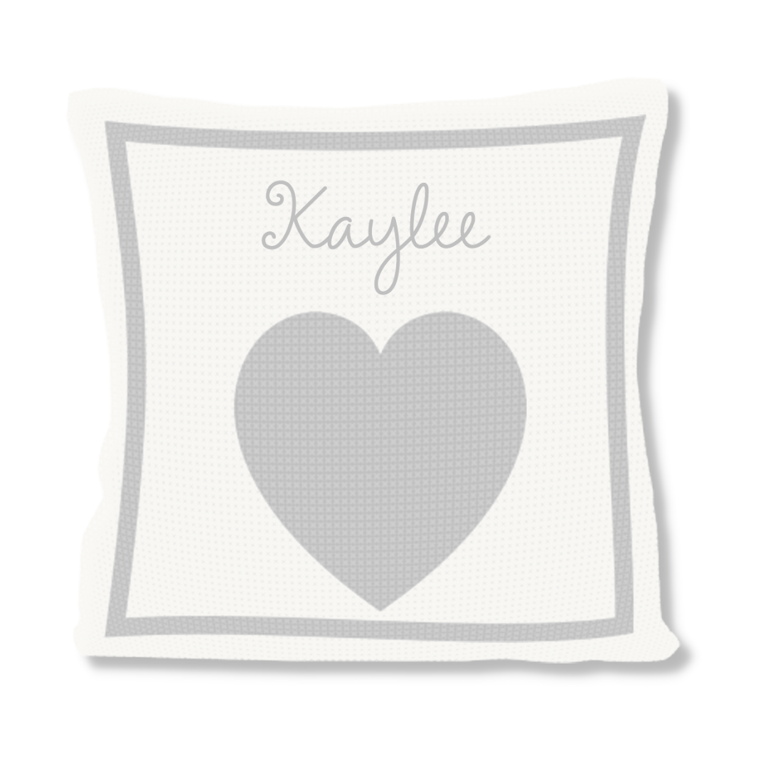 METALLIC SINGLE HEART &amp; NAME PILLOW