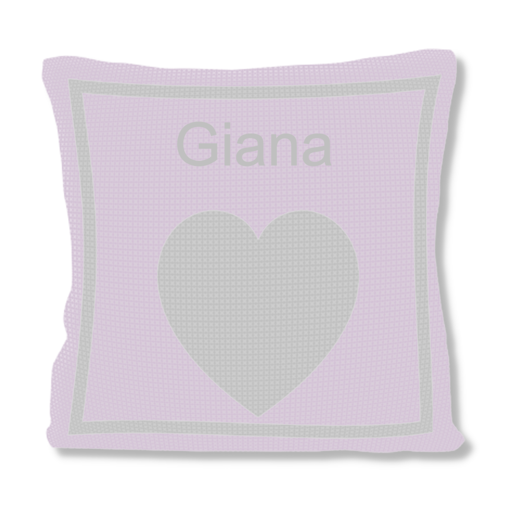 METALLIC SINGLE HEART &amp; NAME PILLOW