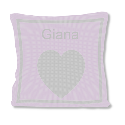 METALLIC SINGLE HEART &amp; NAME PILLOW