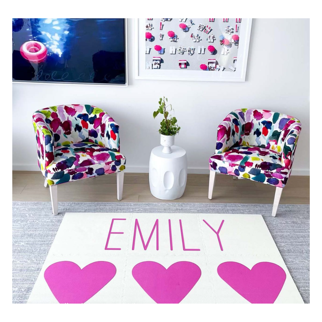 Personalized Play Mat - 3 Hearts