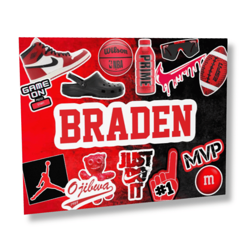 Custom Notecards (Design Your Own) Boys Camp Color Collage Red &amp; Black Create'd