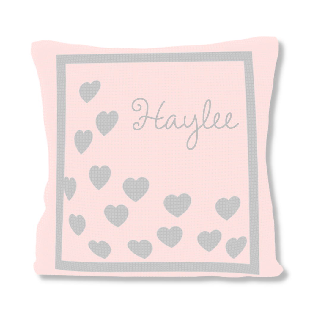 METALLIC SPRINKLED HEARTS PILLOW