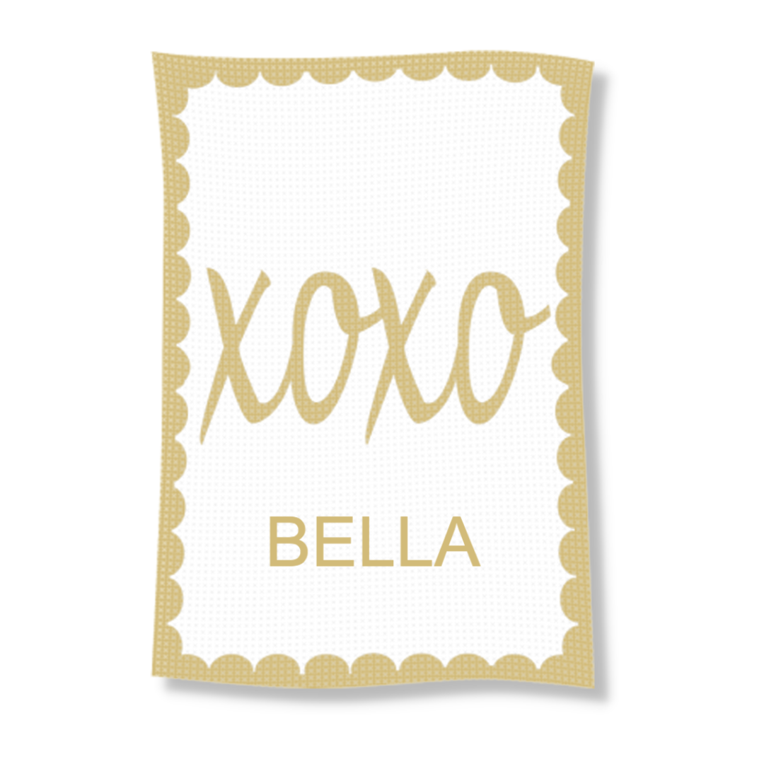METALLIC HUGS &amp; KISSES NAME STROLLER BLANKET