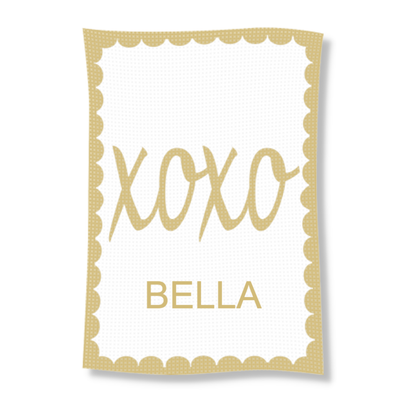 METALLIC HUGS &amp; KISSES NAME STROLLER BLANKET