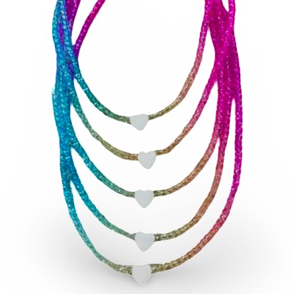 Rainbow Ombre Pearl Single Heart Necklace