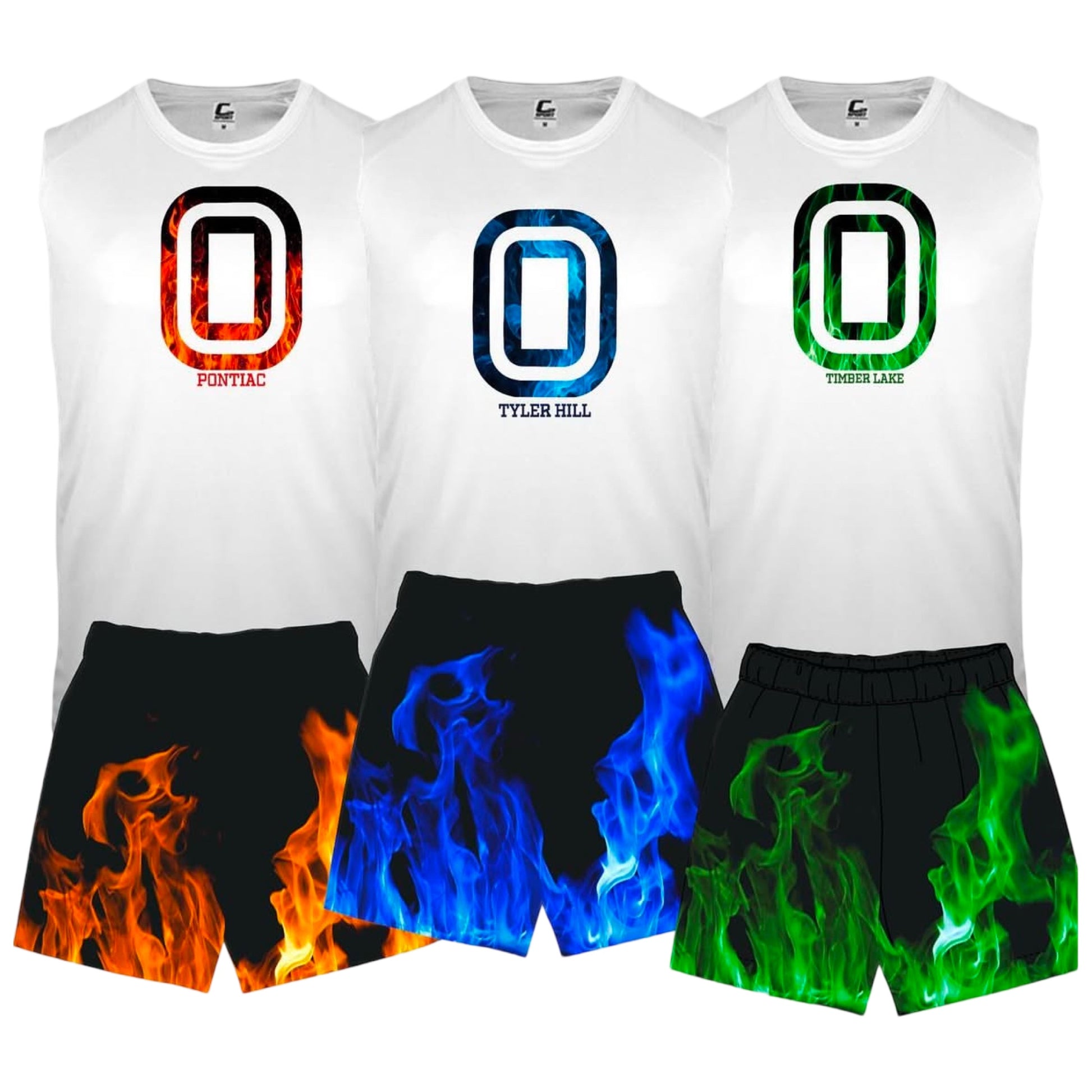 OT Flames Shirt - Flames Shorts- Custom Press